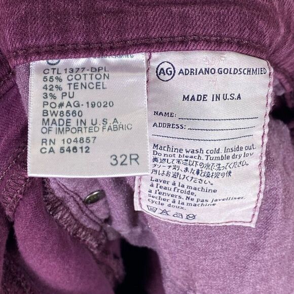 AG Adriano Goldschmied Purple Stevie Ankle Cropped Slim Straight Jeans Size 32 - Picture 6 of 7
